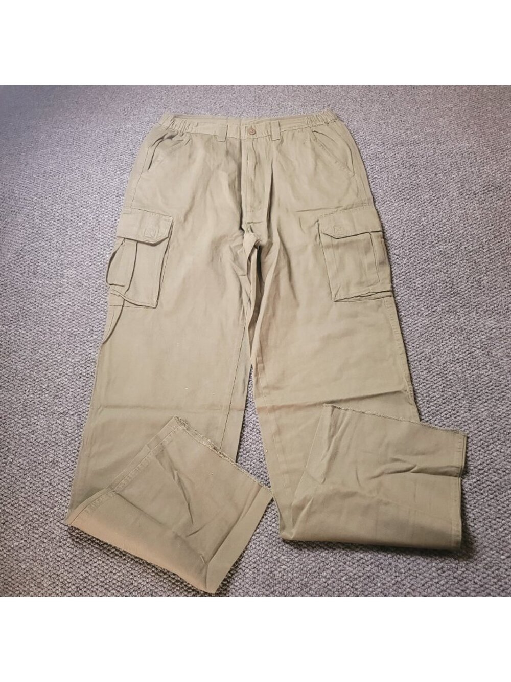 Boulder Creek Cargo Pants Mens 38 x40L Big Tall Khaki Elastic LL Chino Beige y2K